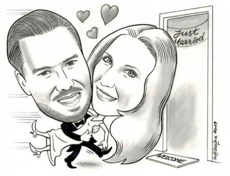 012_Karikatur_Brautpaar_2-Studioarbeit